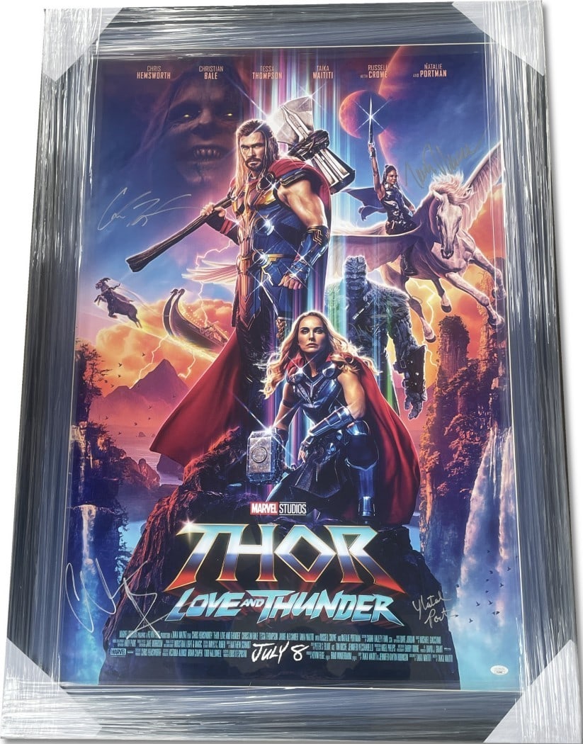 Thor Love And Thunder Cast Signed Poster Framed JSA Authenticated (1 of 7)