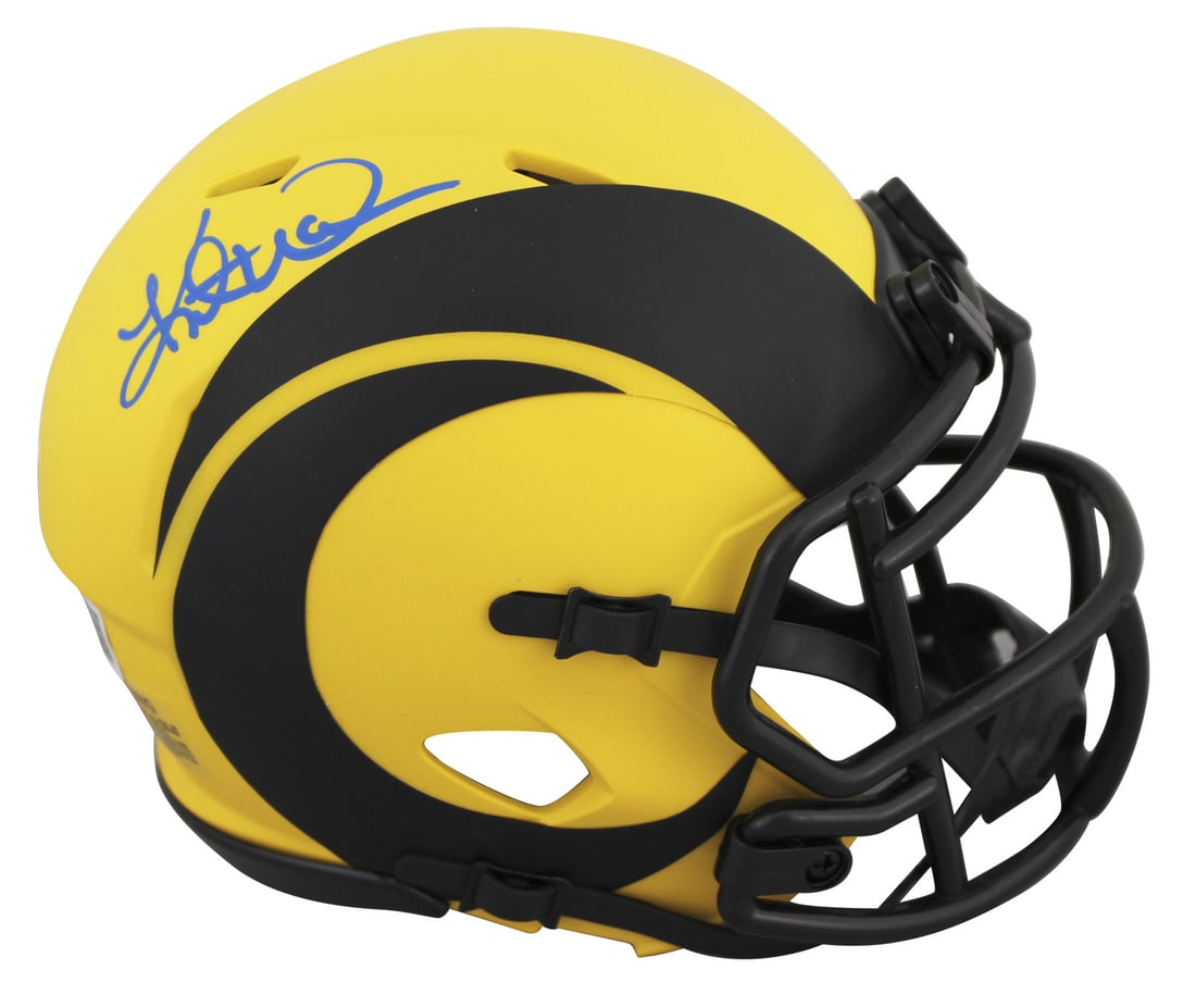 Kurt Warner Signed Los Angeles Rams Rave Speed Mini Helmet BAS Witnessed (1 of 2)