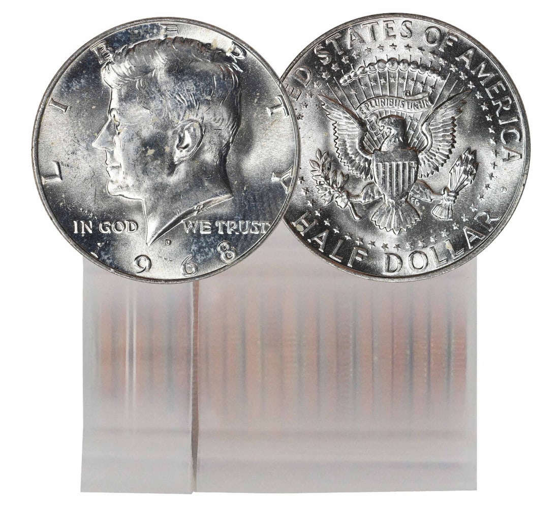 1968-D Uncirculated Silver Clad Kennedy Half Dollar Roll of 20 Coins (1 of 3)
