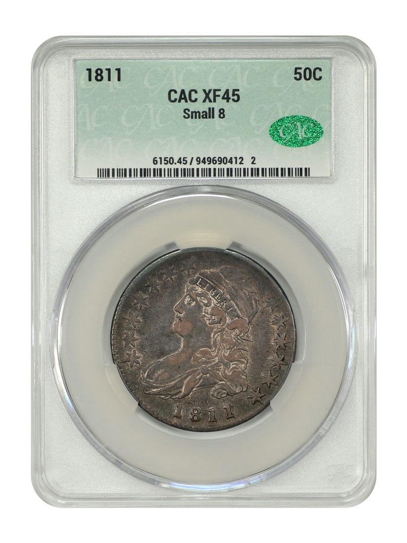 CACG XF45 1811 Capped Bust Half Dollar Small 8 Early Date 50C (1 of 4)