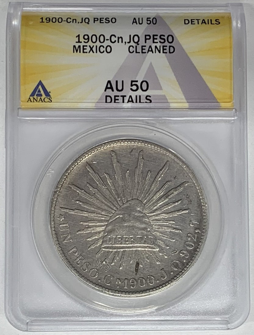 1900 Mexico Peso Coin ANACS AU 50 Certified Cleaned (1 of 2)