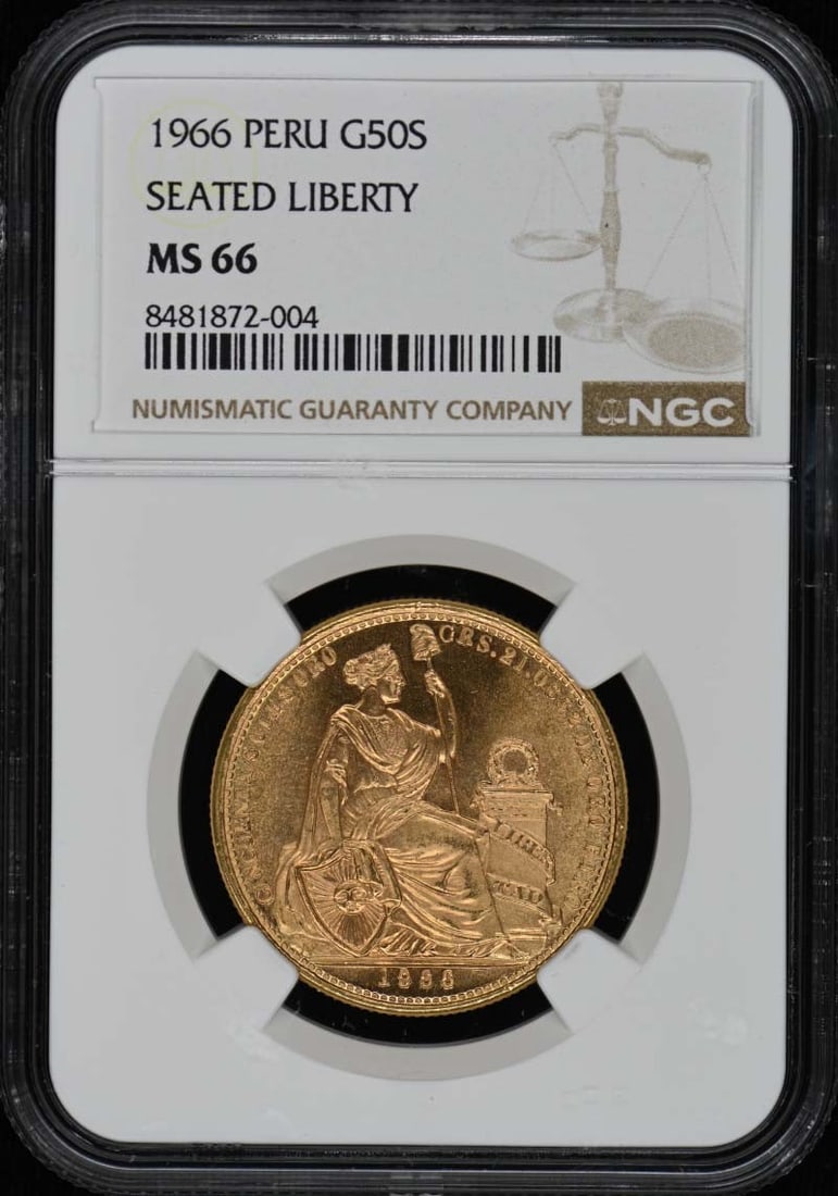 1966 Peru Seated Liberty G50S NGC MS66 Coin (1 of 2)