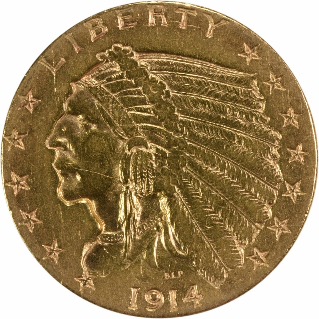 1914-D $2.50 Gold Indian Coin AU Uncertified Bela Lyon Pratt (1 of 2)