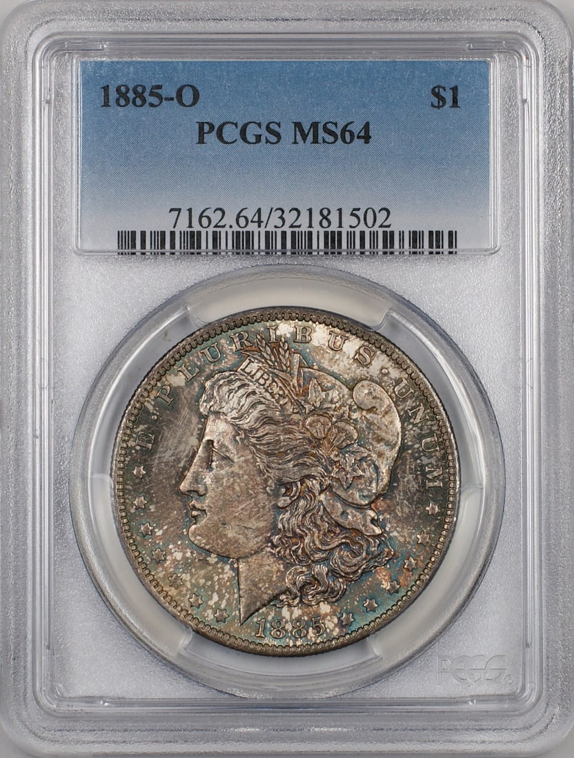 1885-O Morgan Silver Dollar PCGS MS-64 Toned Silver Coin (1 of 2)