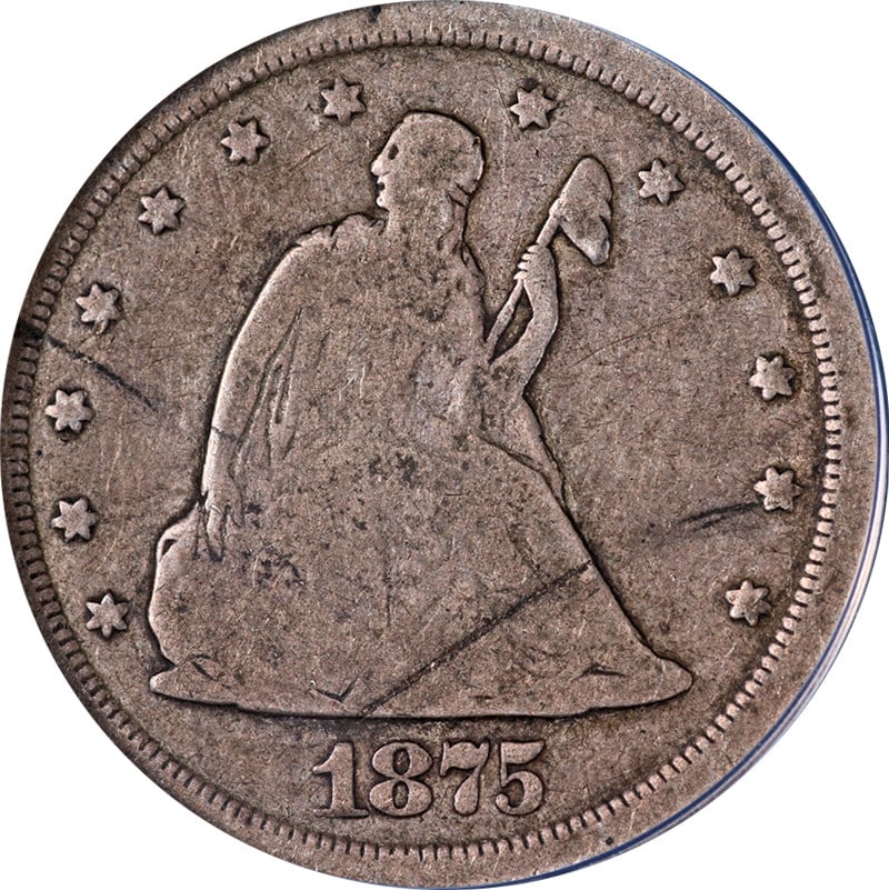 1875-S Twenty Cent Piece ANACS VG8 Silver Circulated Coin (1 of 4)