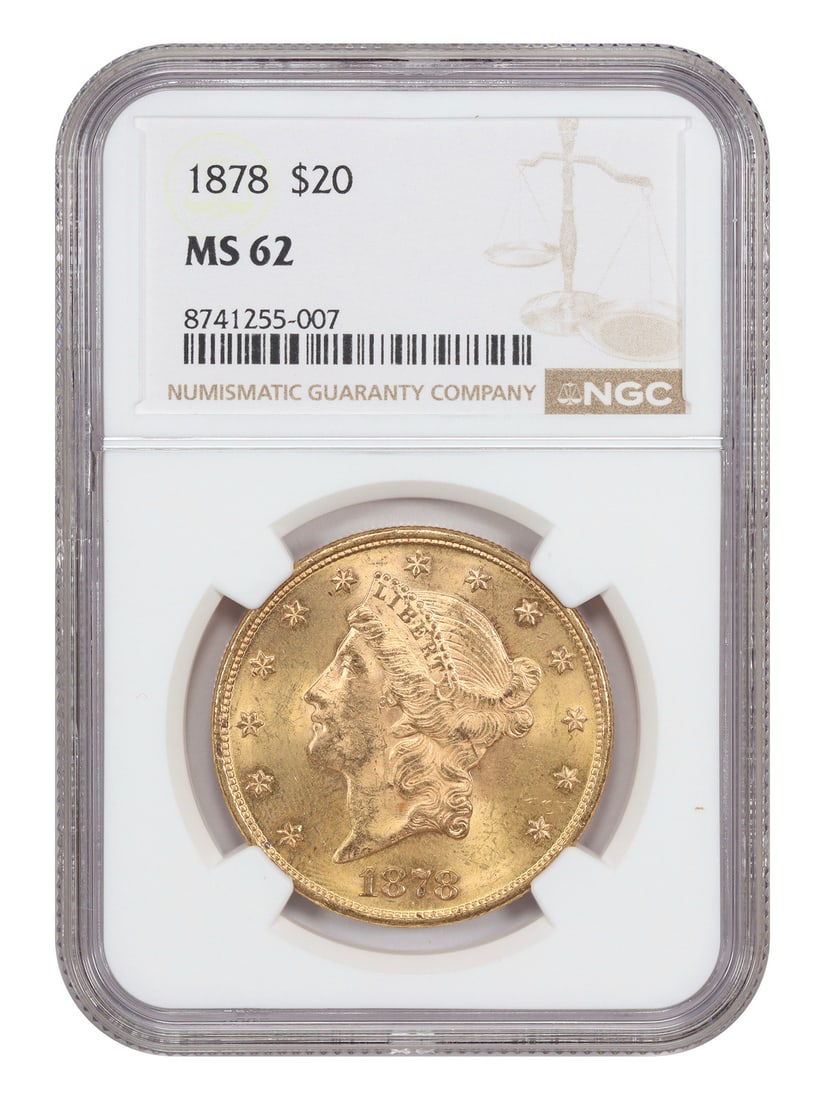 NGC Graded MS62 1878 Liberty Head $20 Gold Coin (1 of 4)