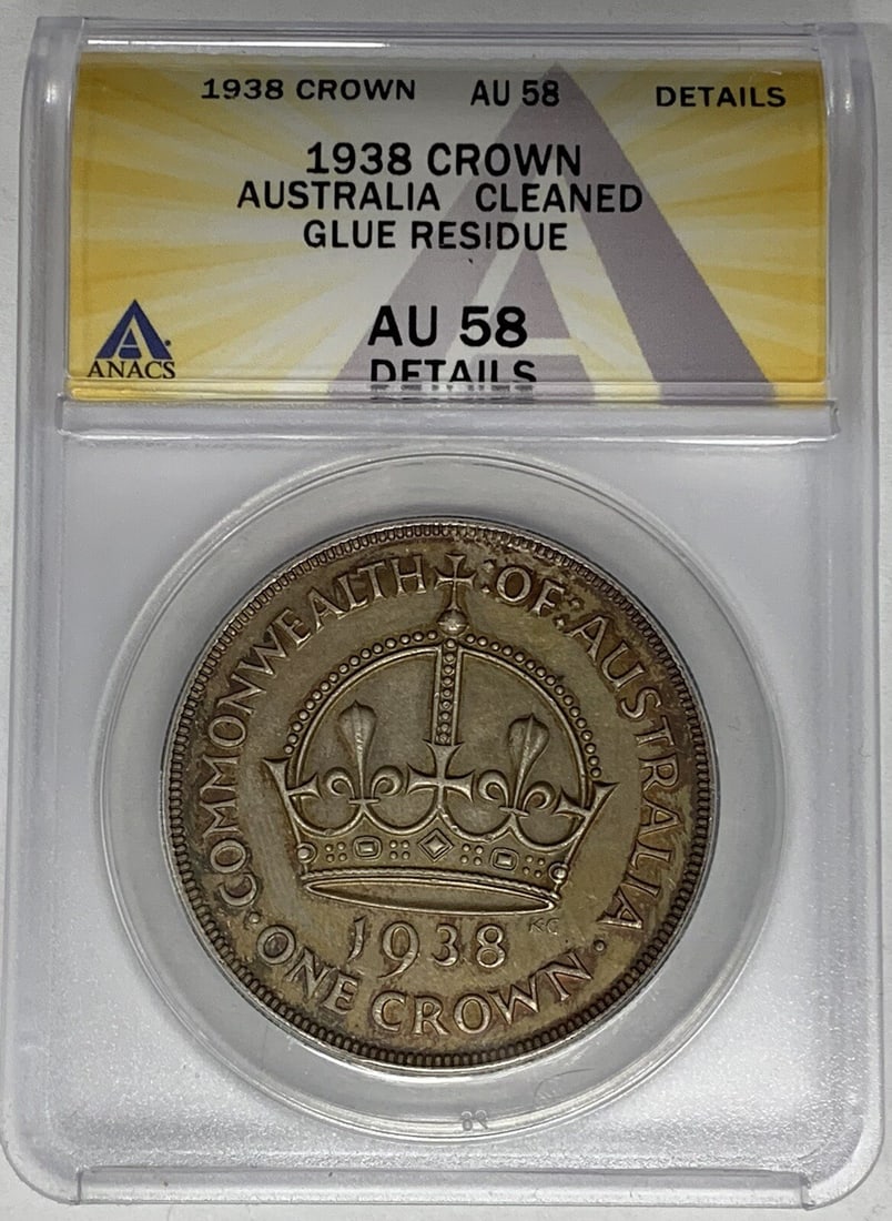 1938 Australia 1 Crown Coin AU 58 ANACS Pre-Decimal (1 of 2)