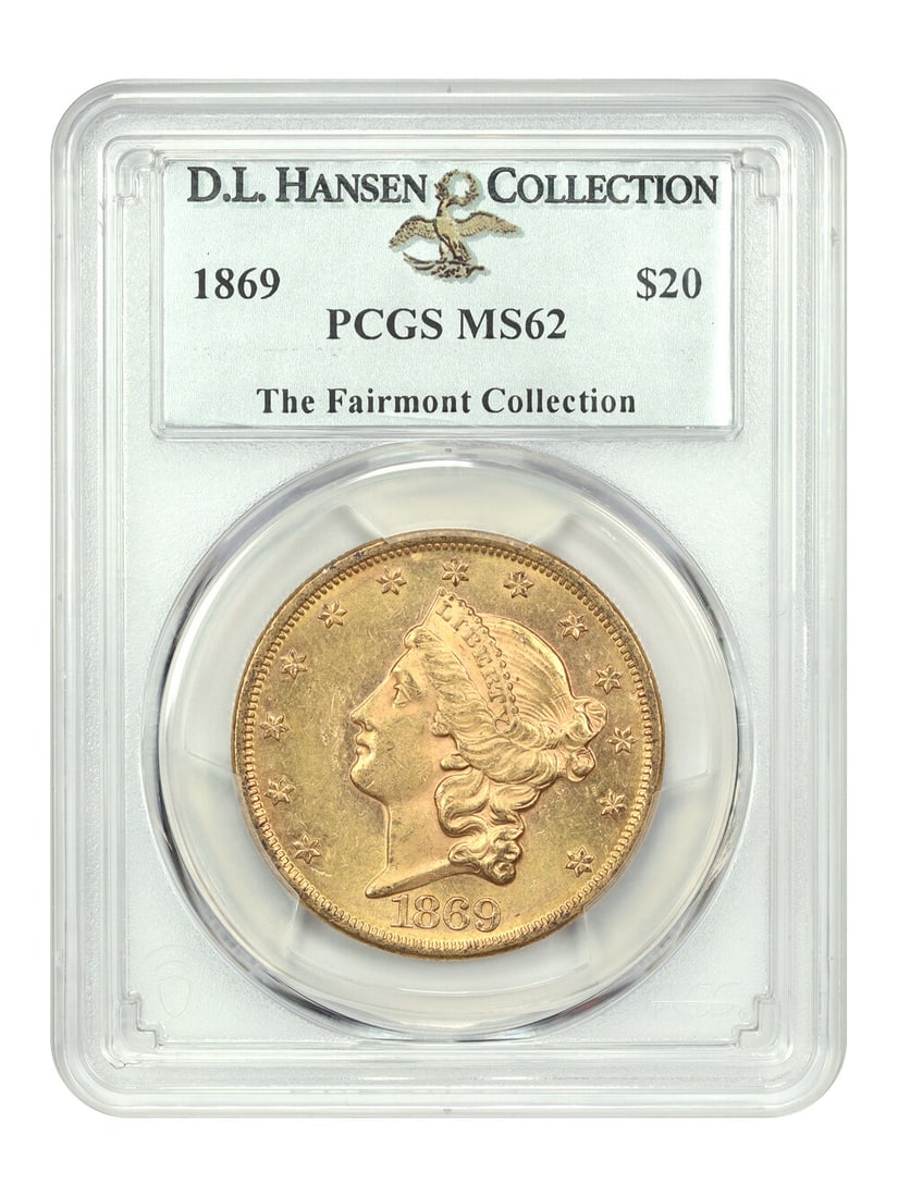 1869 $20 Liberty Head Coin PCGS MS62 Uncirculated Rare Gold (1 of 4)