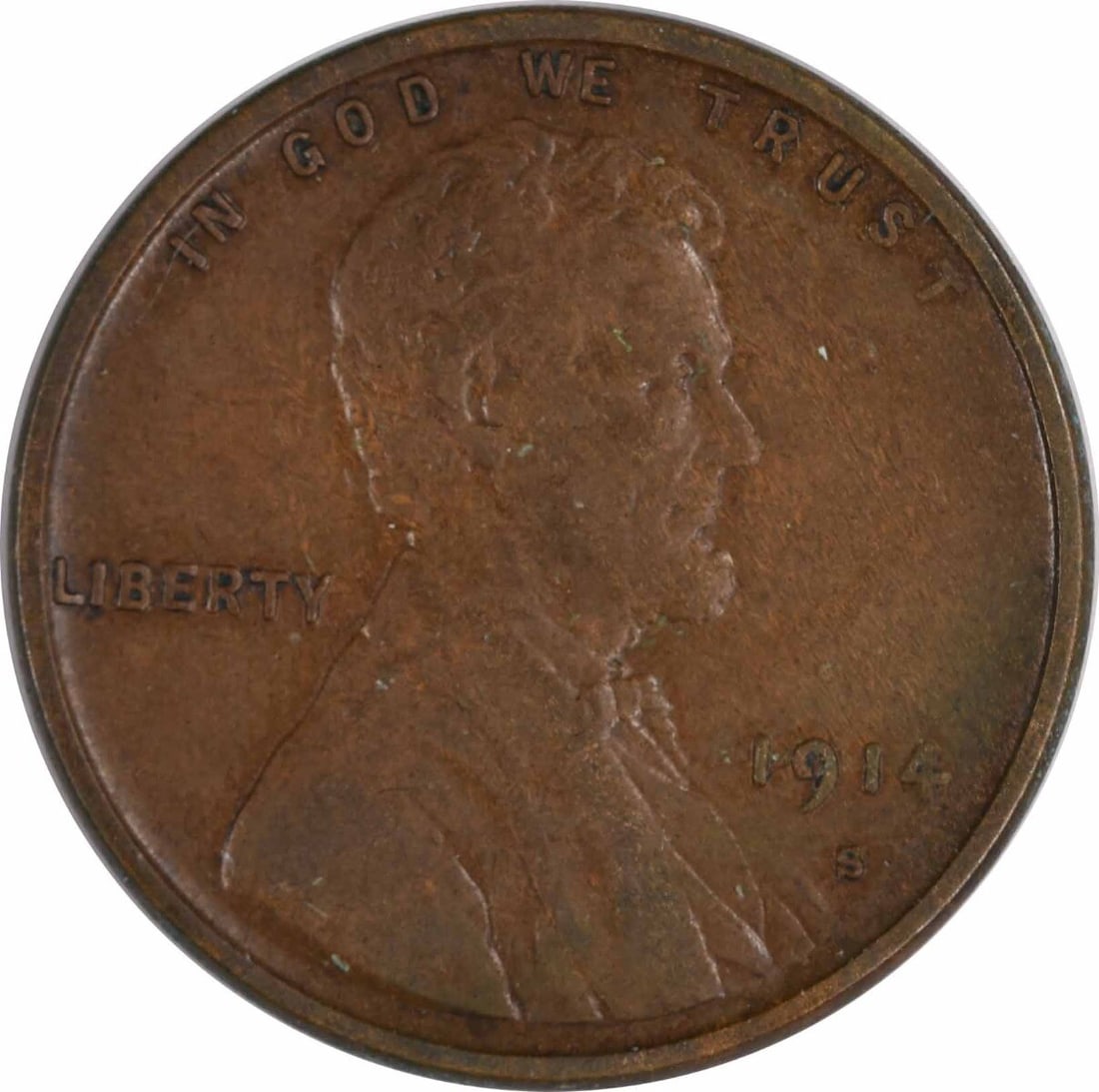 1914-S Lincoln Wheat Cent Choice EF Uncertified Copper Coin (1 of 2)