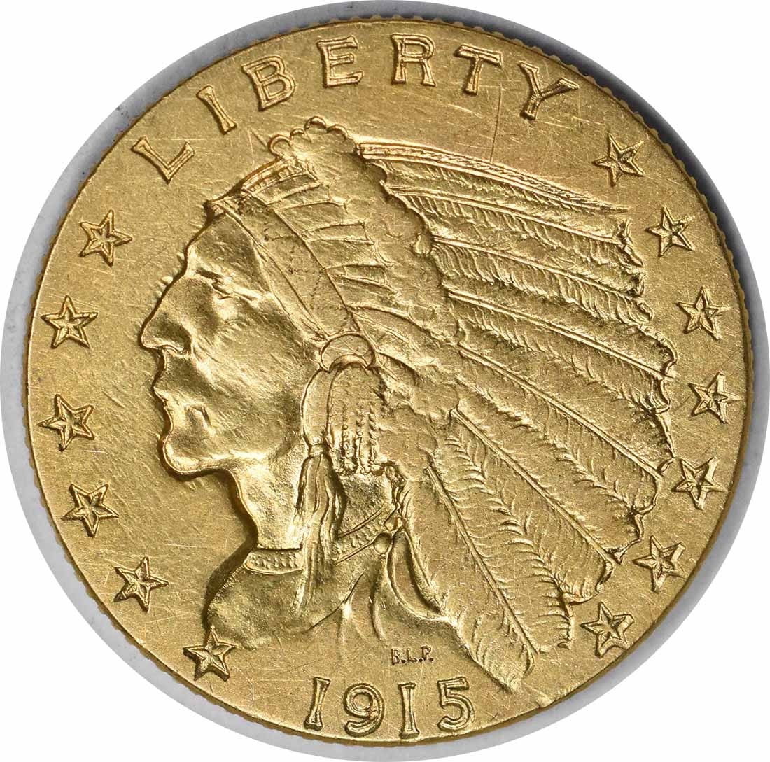 1915 $2.50 Gold Indian Coin AU by Bela Lyon Pratt Uncertified (1 of 2)