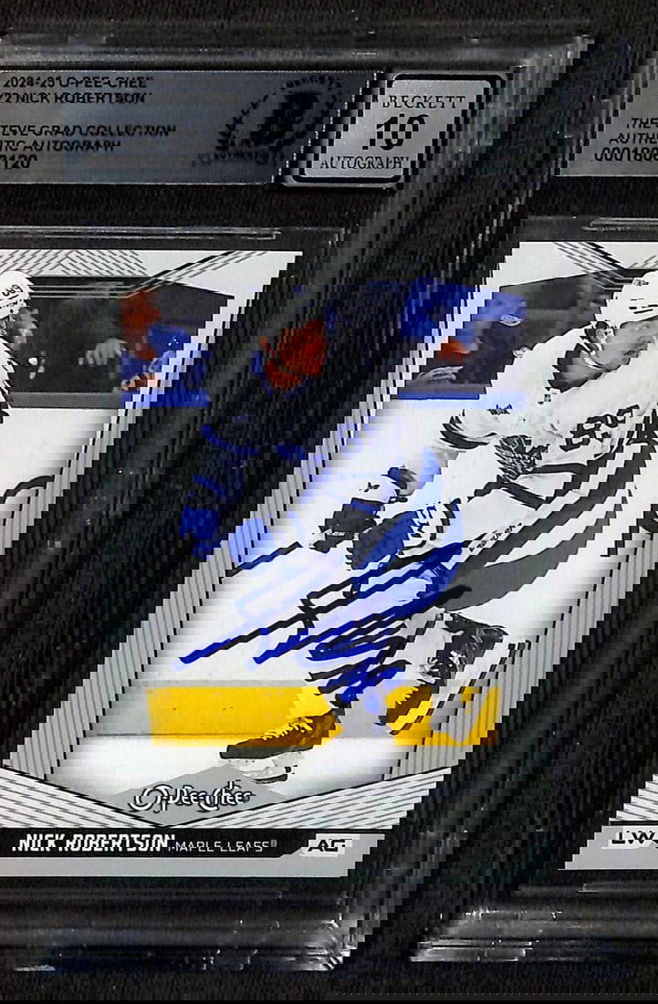 Nick Robertson Signed 2024-25 O-Pee-Chee Beckett 10 Autograph Card (1 of 1)