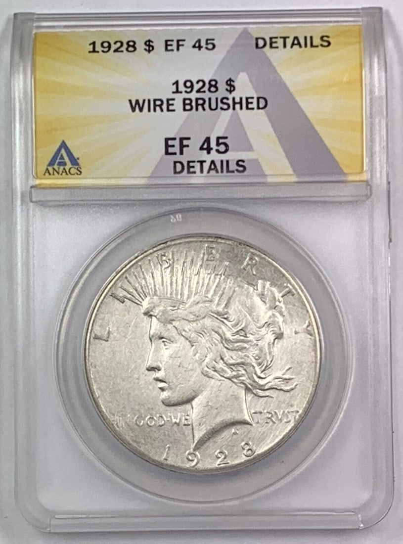1928 Peace Silver Dollar Coin ANACS XF 45 Certification (1 of 2)