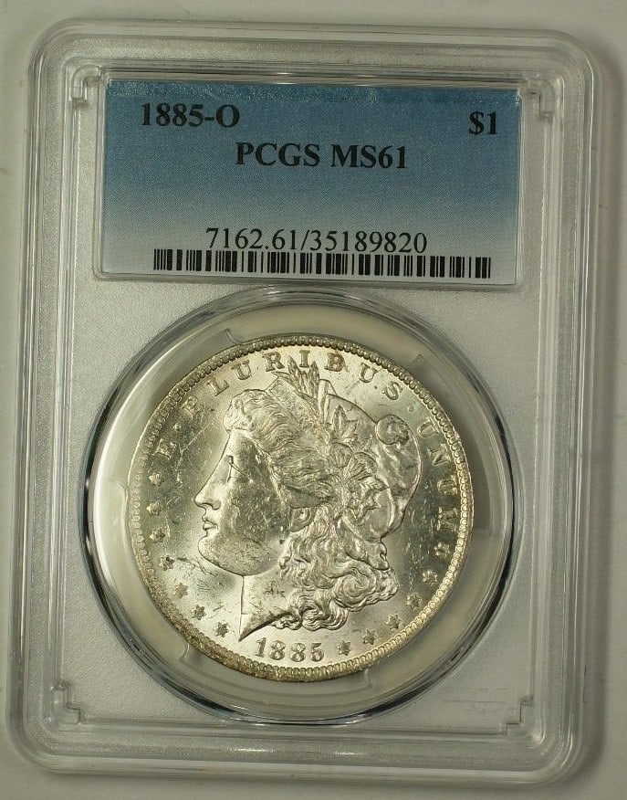 1885-O Morgan Silver Dollar Coin PCGS MS61 Uncirculated (1 of 2)