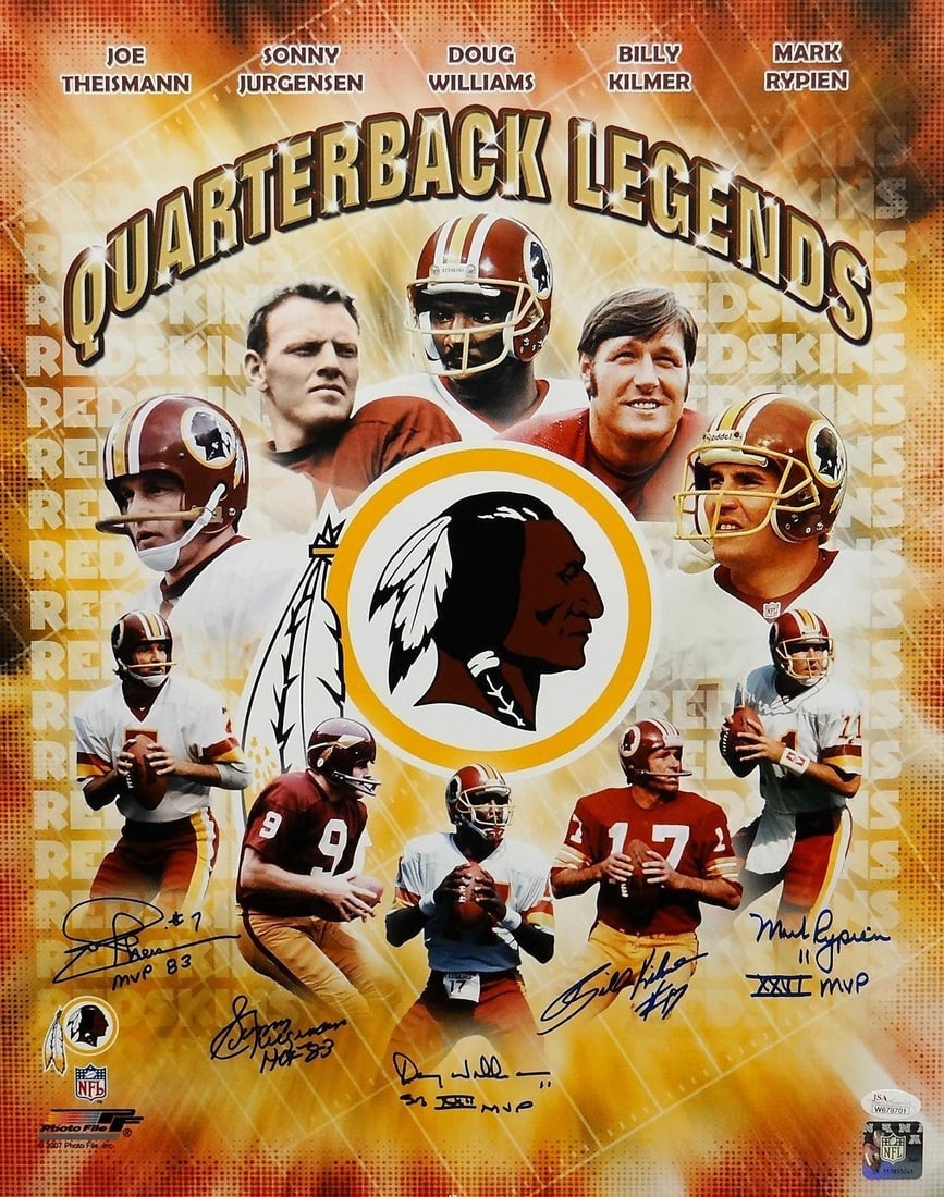 Washington Redskins Quarterback Legends Autographed 16x20 Photo JSA Authenticated (1 of 10)