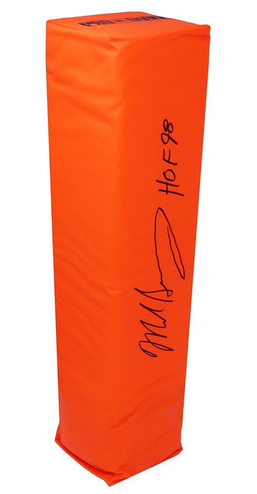 Mike Singletary Signed Chicago Bears Endzone Pylon HOF 98 with COA: Mike Singletary Signed Chicago Bears Endzone Pylon HOF 98 with COA This Mike Singletary signed orange endzone football pylon is a unique collectible for any Chicago Bears fan. It features the inscript