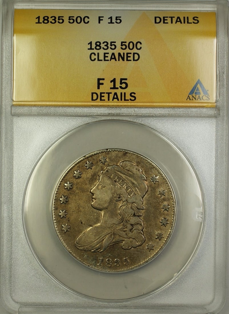1835 Capped Bust Silver Half Dollar Coin ANACS F-15 Details (1 of 2)