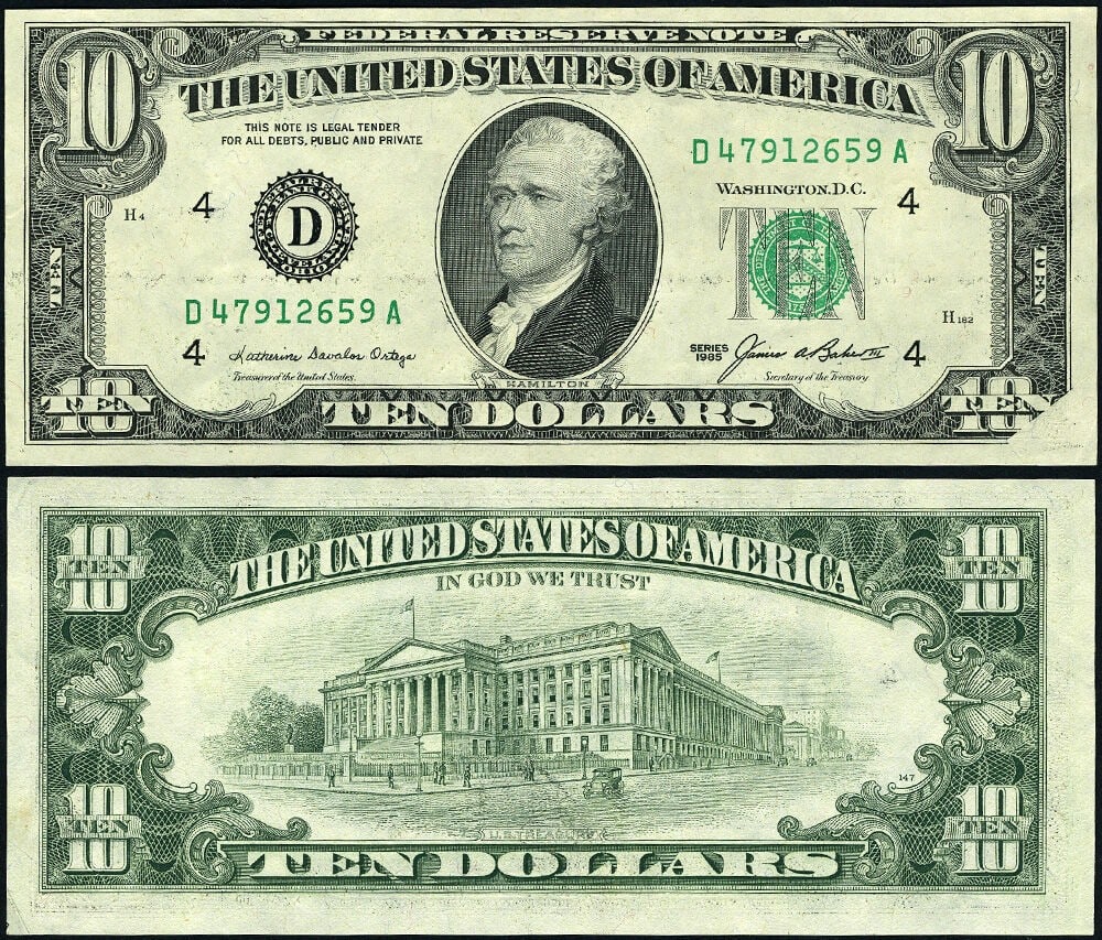 1985 $10 Federal Reserve Note Error Cleveland Obstructed Printing Uncirculated (1 of 3)