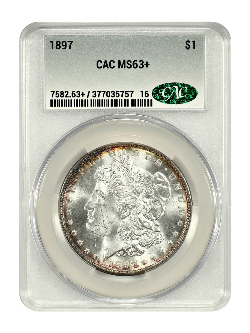 1897 Uncirculated Morgan Dollar $1 CACG MS63+ Certification (1 of 4)