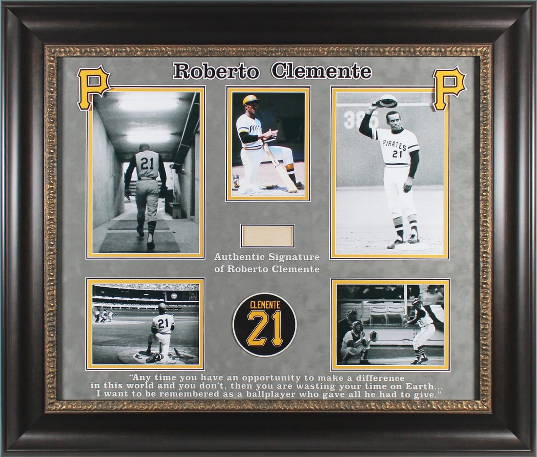 Roberto Clemente Signed Framed Cut Signature JSA Authentic 1.75x3.5 (1 of 3)