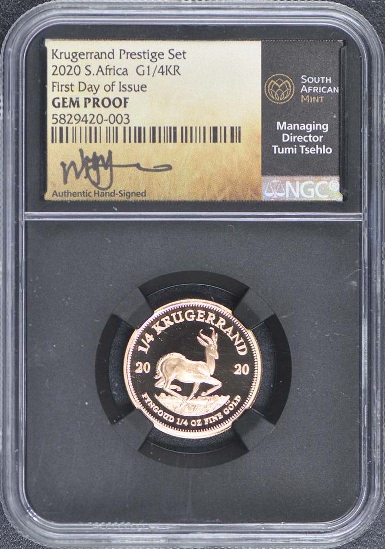 2020 South Africa 1/4 Gold Krugerrand NGC Gem Proof First Day Issue (1 of 4)