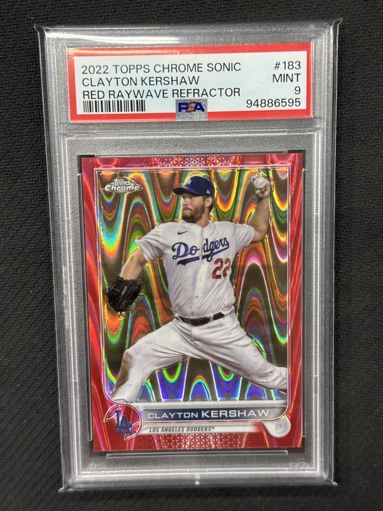 Clayton Kershaw 2022 Topps Chrome Sonic Red Raywave PSA 9 Dodgers Card #183 (1 of 2)