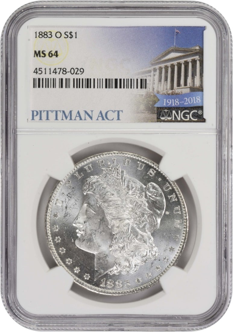 1883-O Morgan Silver Dollar MS64 NGC Uncirculated Coin: 1883-O Morgan Silver Dollar MS64 NGC Uncirculated Coin This 1883-O Morgan Silver Dollar is a stunning example of American numismatic history, featuring a grade of MS64 certified by NGC. Struck in 90%