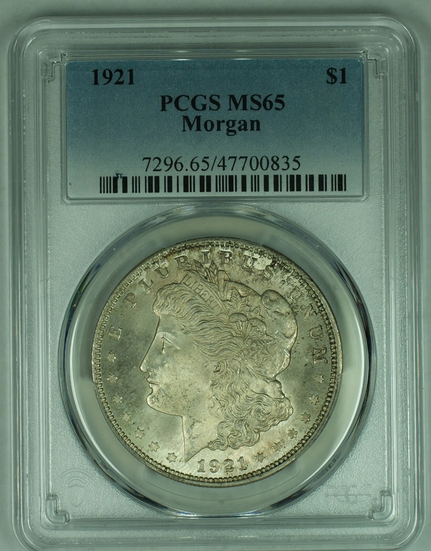 1921 Morgan Silver Dollar Coin PCGS MS 65 Uncirculated (1 of 2)