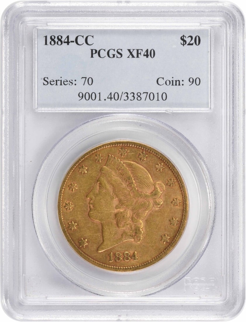1884-CC $20 Gold Liberty Head Coin EF40 PCGS Certified (1 of 4)