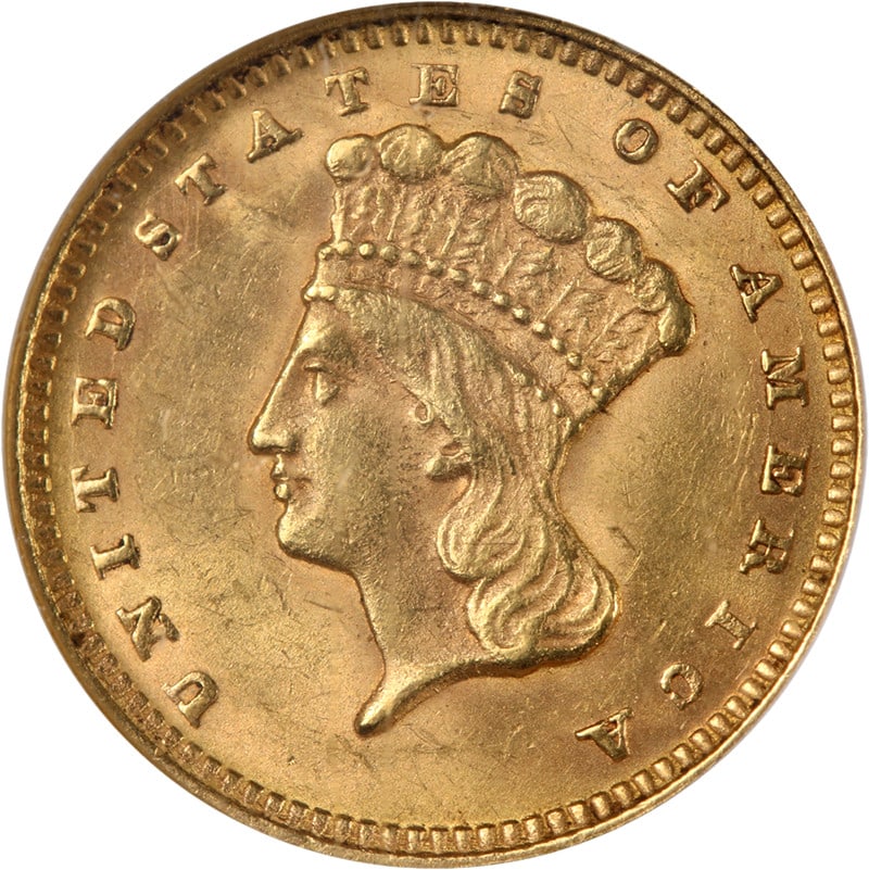 1874 Type 3 Indian Princess Gold $1 Coin NGC MS63 Exceptional Eye Appeal (1 of 4)
