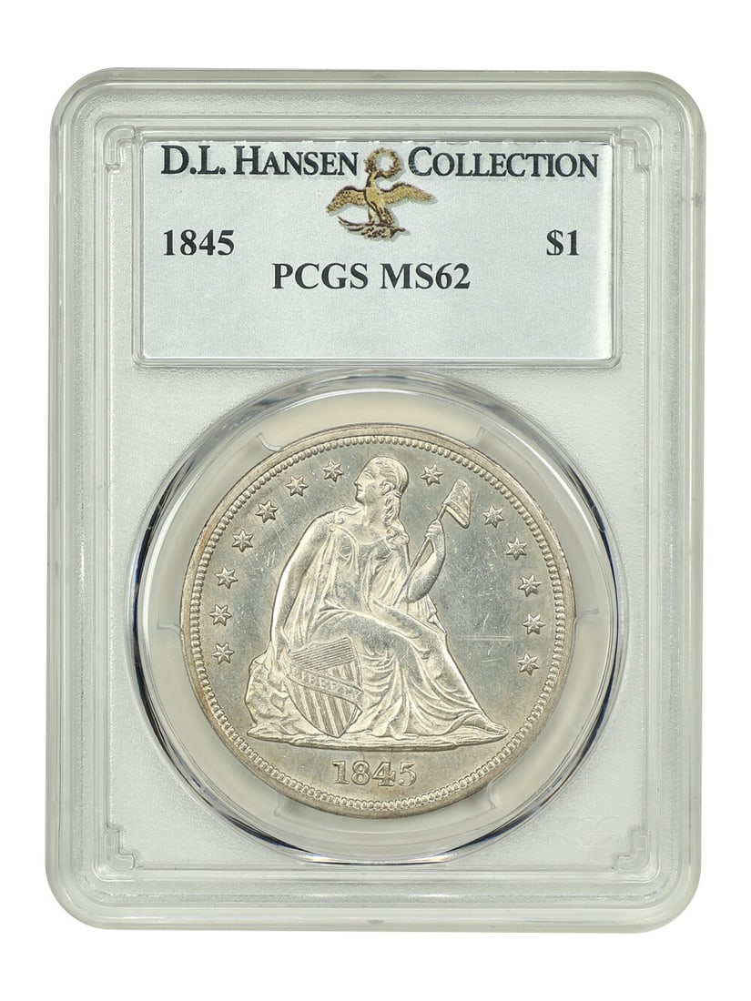 1845 $1 Liberty Seated Dollar PCGS MS62 Rare Coin (1 of 4)