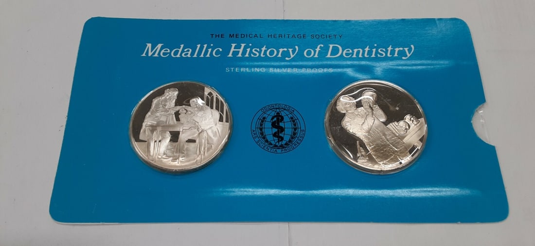 Franklin Mint .925 Silver History of Dentistry PF Medals Set: Franklin Mint .925 Silver History of Dentistry PF Medals Set This set of .925 silver proof medals, titled "History of Dentistry," is beautifully crafted by the Franklin Mint. Each medal in this collec