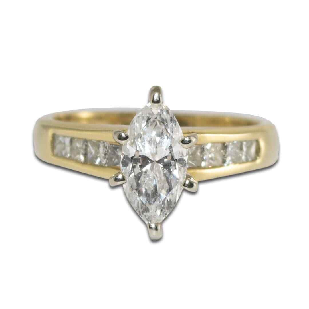 14K Yellow Gold Marquise Diamond Engagement Ring 1.40ct SI Clarity (1 of 7)
