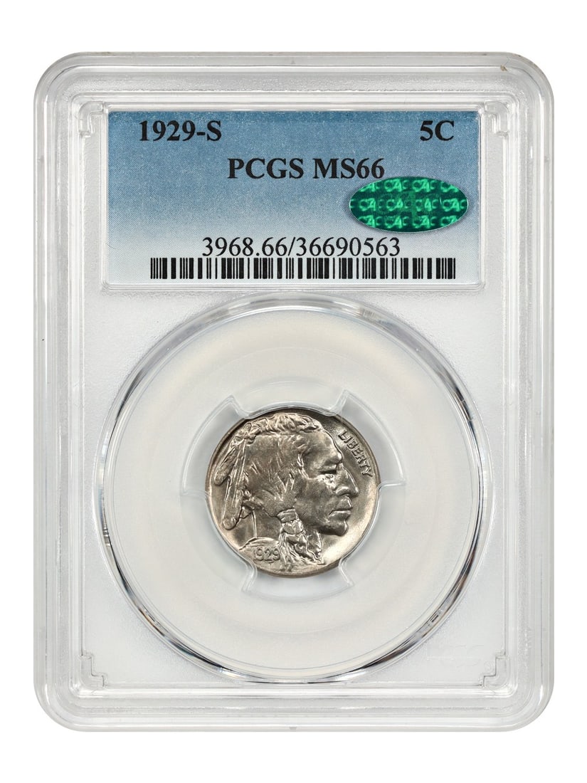 San Francisco Mint 1929 Buffalo Nickel 5C PCGS CAC MS66 (1 of 4)