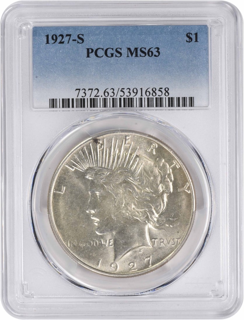 1927-S Peace Silver Dollar MS63 Uncirculated PCGS Certified (1 of 4)