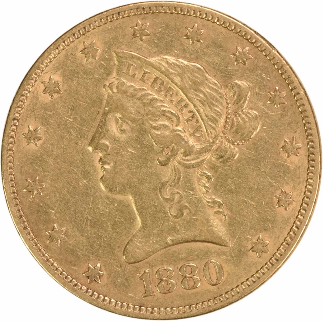1880 $10 Gold Liberty Head Coin EF Uncertified San Francisco Mint (1 of 2)