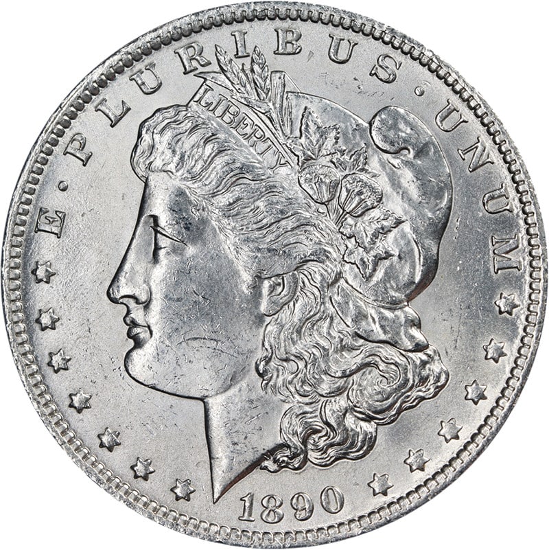 Uncirculated 1890-O Silver Morgan Dollar with Exceptional Luster and Strike: Uncirculated 1890-O Silver Morgan Dollar with Exceptional Luster and Strike This is an original 1890-O Morgan Silver Dollar in Choice Brilliant Uncirculated (BU) condition. The coin features attractiv