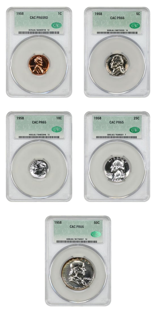1958 CACG Proof Set 1C-50C Uncirculated Philadelphia Mint (1 of 4)