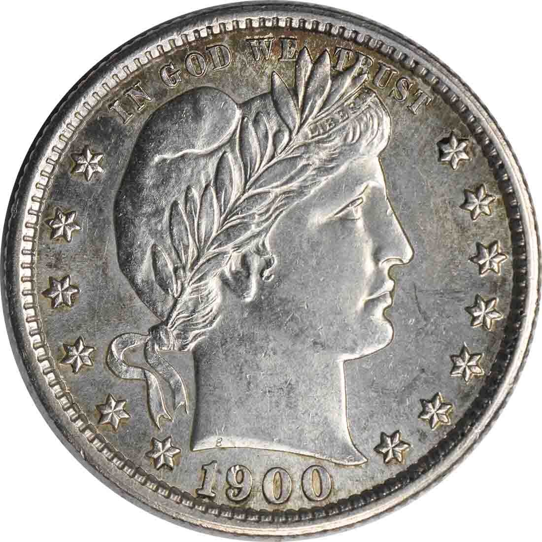 1900-S Barber Silver Quarter BU Uncertified 25C Coin (1 of 2)