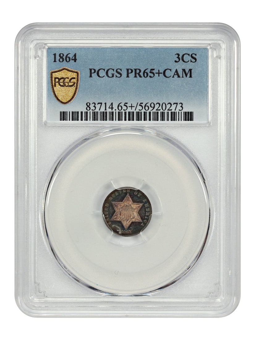 1864 Three Cent Silver Proof PCGS PR65+CAM (1 of 6)