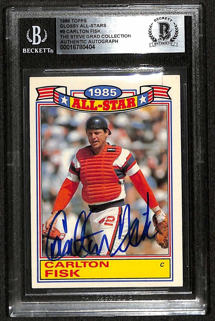 Carlton Fisk 1986 Topps Glossy All-Stars #9 Signed Card Beckett Authenticated (1 of 1)