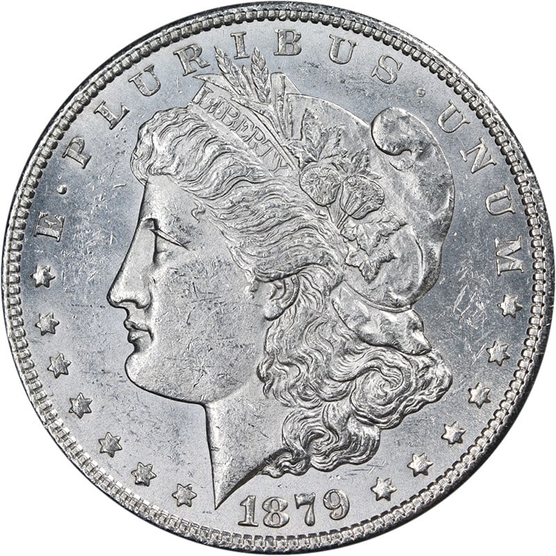 Uncirculated 1879-S Reverse 78 Morgan Dollar Silver Coin with Strong Luster (1 of 2)