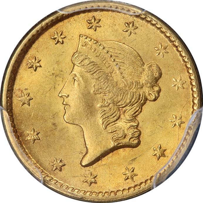 PCGS MS64 1851 Liberty Type 1 Gold Dollar with Excellent Luster and Strike (1 of 4)