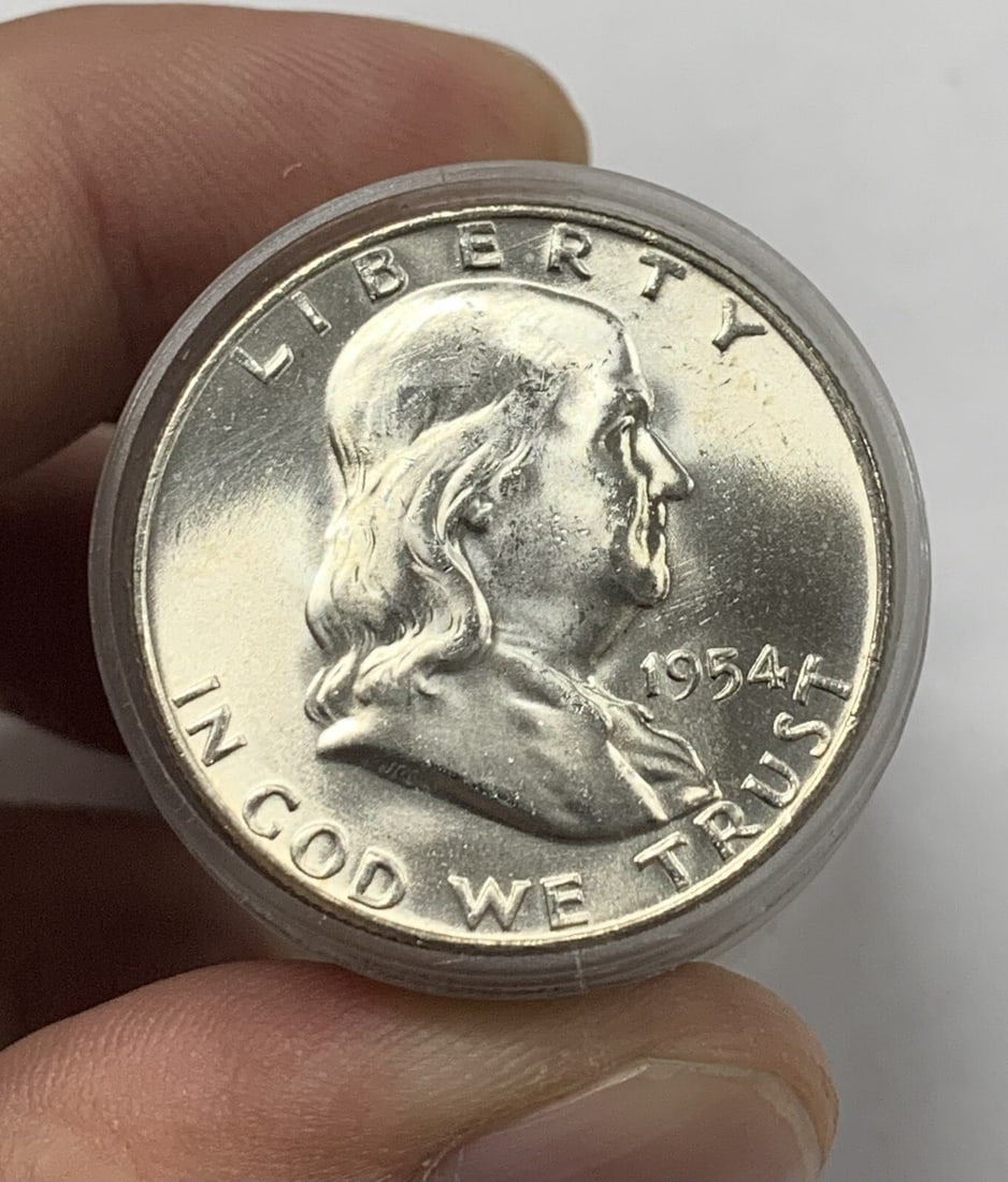 1954-D Franklin Half Dollar Roll of 20 Uncirculated Silver Coins (1 of 3)