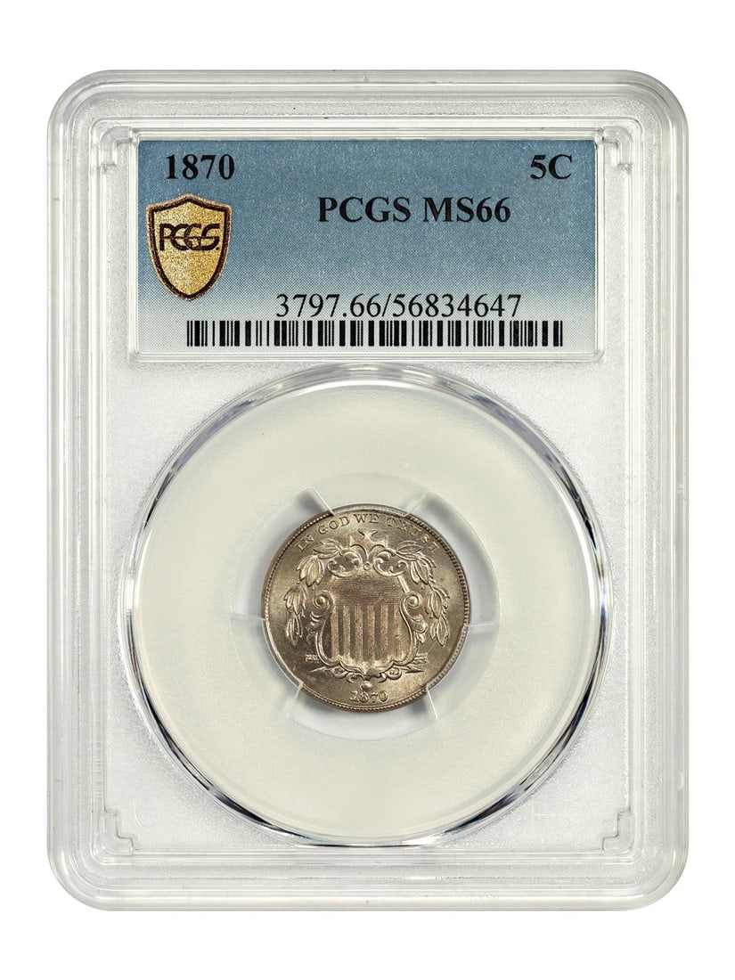 1870 Shield Nickel 5C PCGS MS66 Uncirculated Better Date Gem (1 of 4)