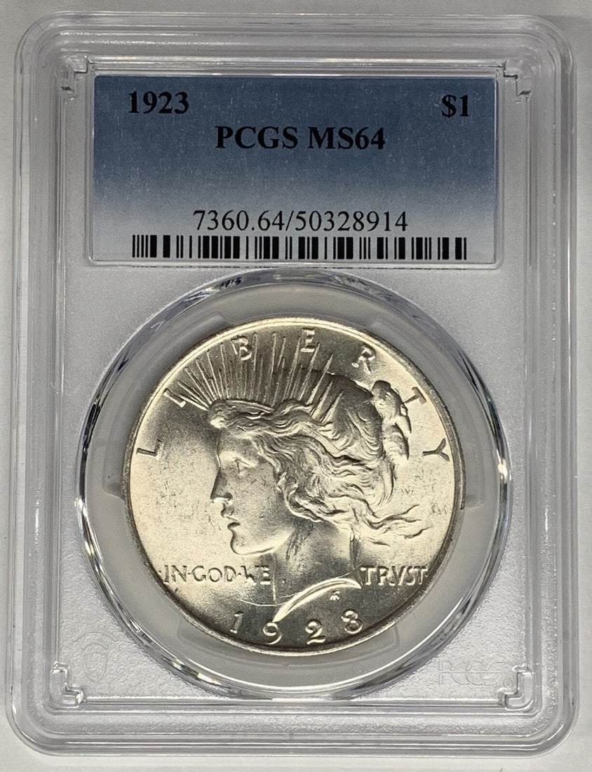 1923 Peace Silver Dollar Coin PCGS MS 64 Uncirculated (1 of 2)