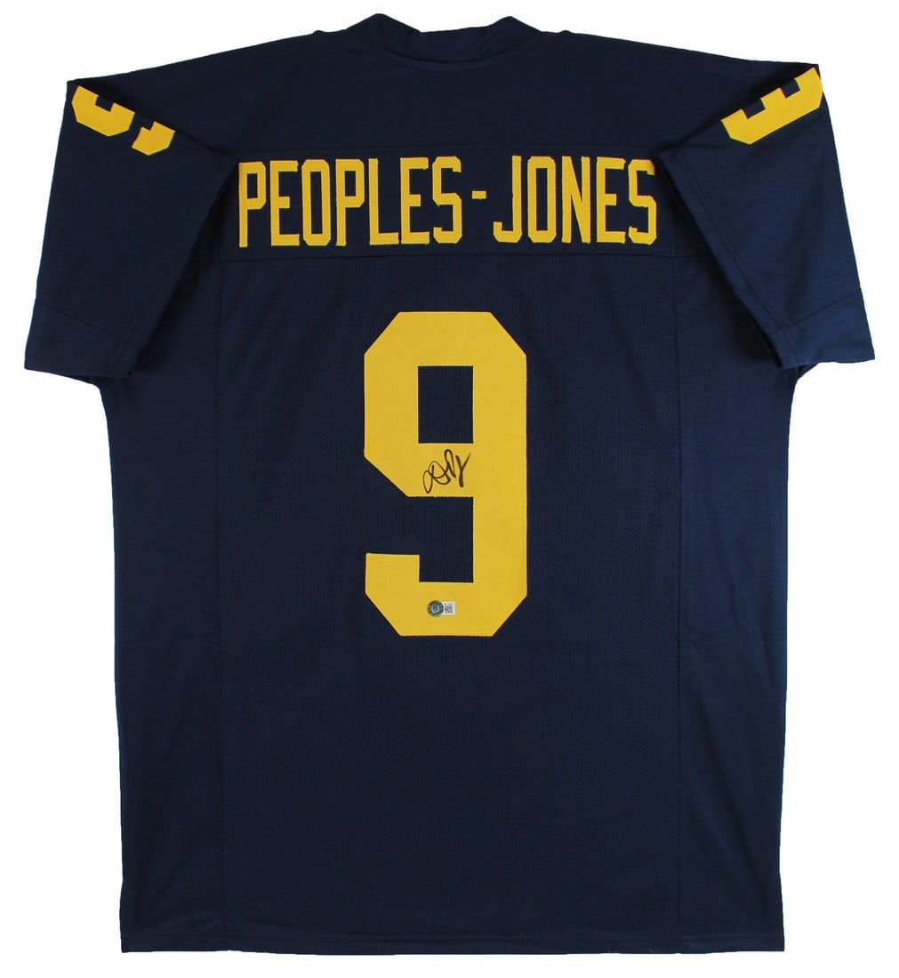 Donovan Peoples-Jones Signed Michigan Wolverines Navy Jersey Beckett Authenticated: Donovan Peoples-Jones Signed Michigan Wolverines Navy Jersey Beckett Authenticated This Authentic Signed Navy Blue Pro Style Jersey has been personally autographed by Donovan Peoples-Jones of the Mich