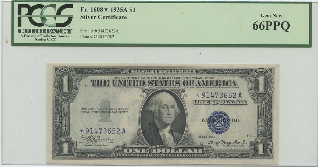 1935A $1 Silver Certificate FR#1608* PCGS 66 Gem Star Note (1 of 2)