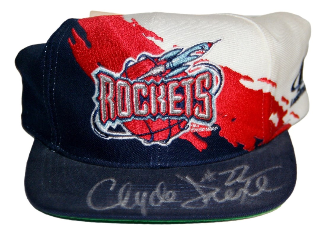 Clyde Drexler Signed Houston Rockets Snapback Cap JSA Certified (1 of 4)