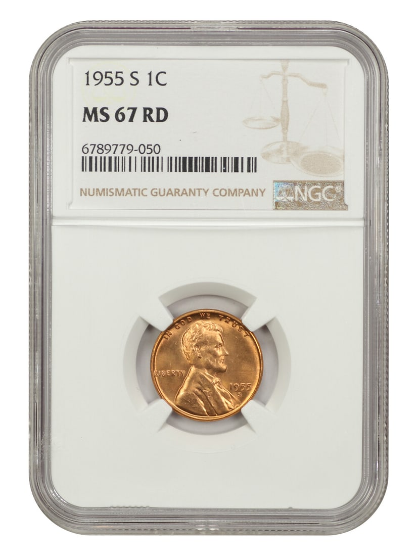 1955-S Lincoln Cent NGC MS67RD Uncirculated Wheat Reverse (1 of 4)