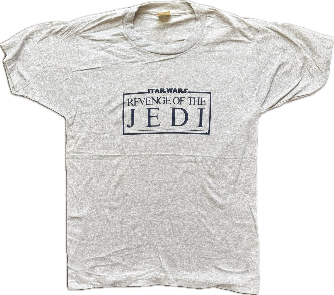 Authentic 1982 Star Wars Revenge of the Jedi Crew T-Shirt ILM Mike McCallister Provenance: Authentic 1982 Star Wars Revenge of the Jedi Crew T-Shirt ILM Mike McCallister Provenance This vintage 1982 Star Wars "Revenge of the Jedi" Crew T-Shirt is an authentic piece of film history, original